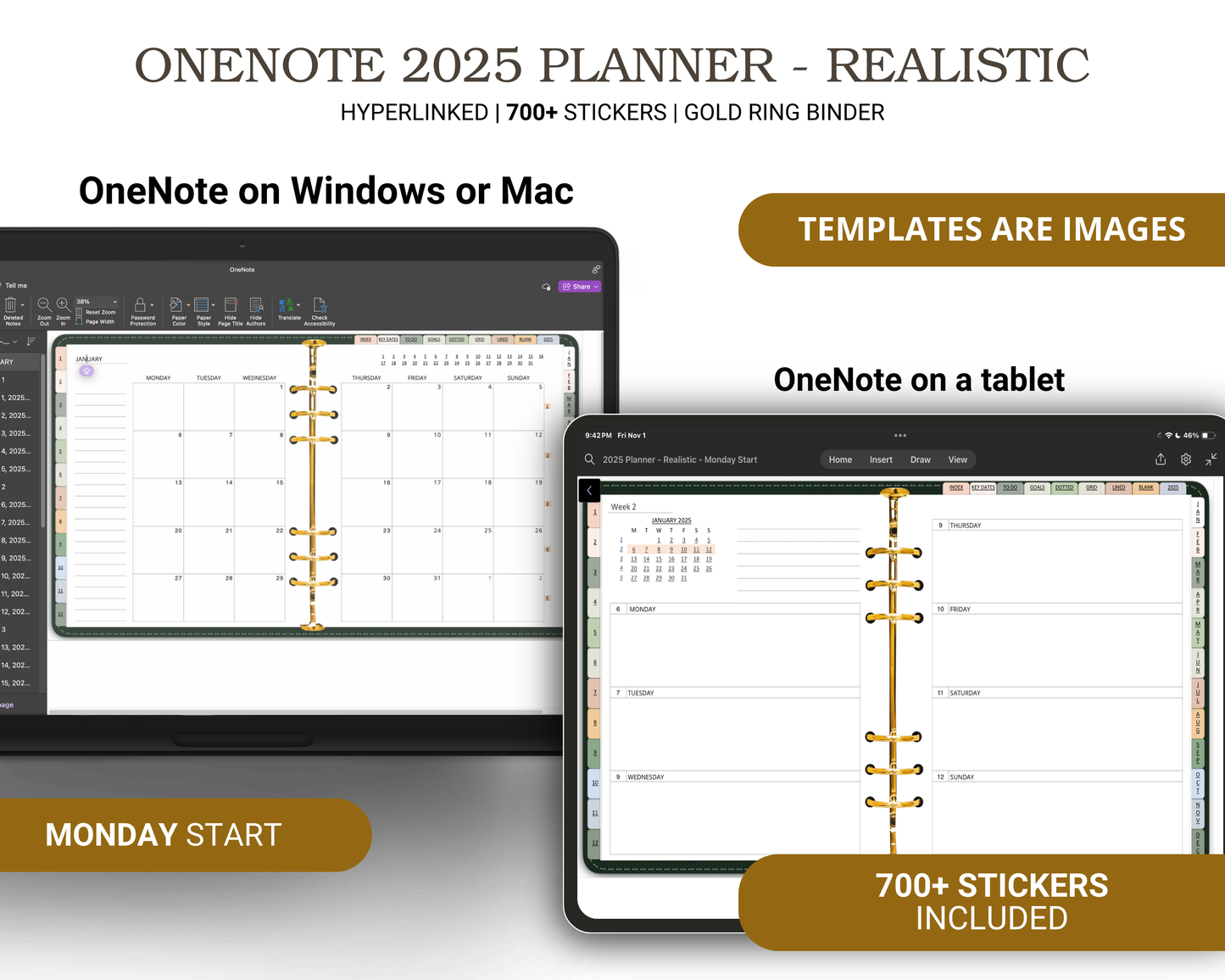 2025 OneNote Planner | Realistic Planner | Boho | Monday Start