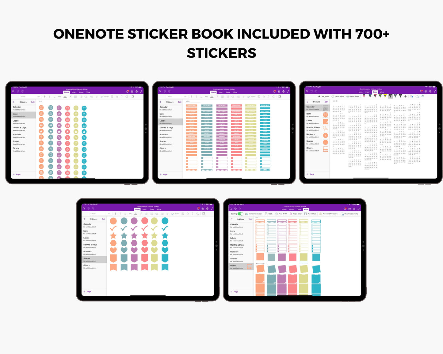 OneNote Planner Undated | Daily OneNote Template for Windows, iPad, Android, Surface Pro | Gray