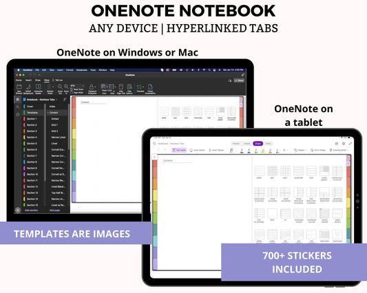 OneNote Notebook | Notes Template | Digital Notebook Journal for Android, iPad, Surface Pro