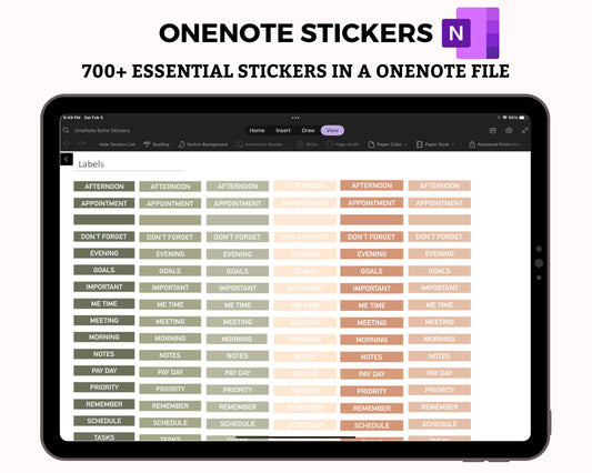 OneNote Digital Stickers | Functional Sticker | Essential Sticker Set | Boho