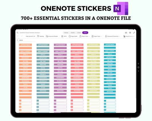 OneNote Digital Stickers | Planner Essential Stickers | Functional Stickers for OneNote | Pastel