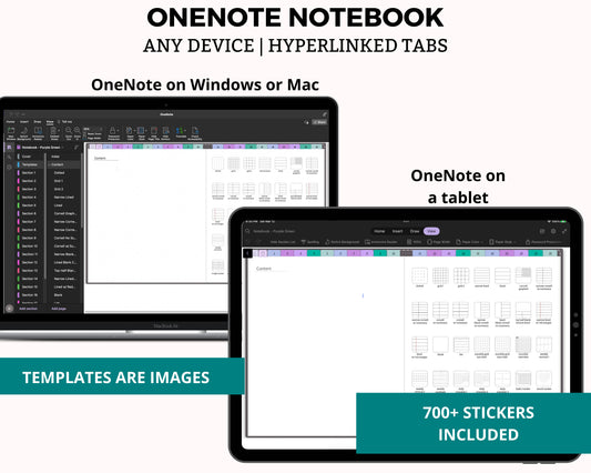 OneNote Digital Notebook | OneNote Notes Template | OneNote Planner for Android, iPad Notebook, Surface Pro