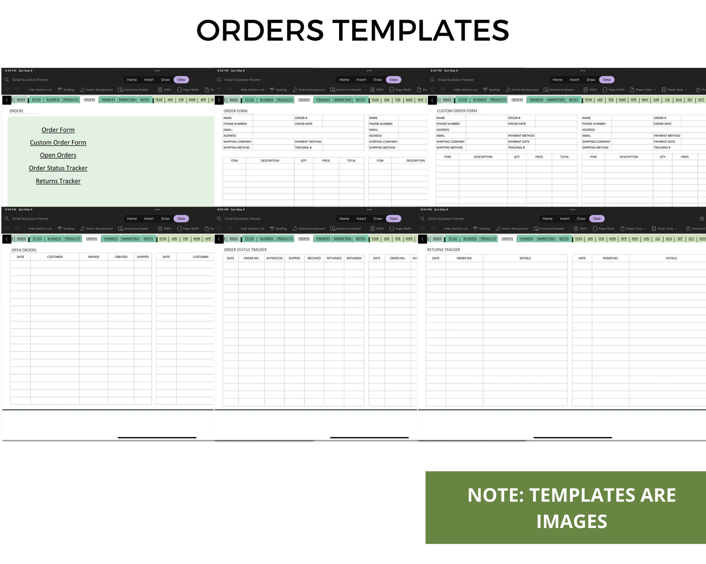 OneNote Business Planner | Undated OneNote Planner Template in Green